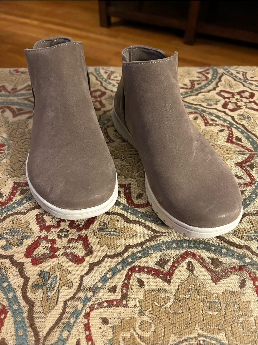 New Ryka faux suede slip ons with elastic at both sides of opening